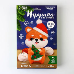 Валяние из шерсти на новый год. Игрушка своими руками Корги в шапочке, новогодний набор для творчества