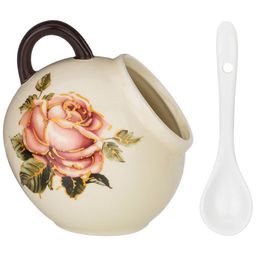 СОЛОНКА С ЛОЖКОЙ КОРЕЙСКАЯ РОЗА 9,5*9,5 СМ. ВЫСОТА=10 СМ. / 170 МЛ. - Lefard фото 3