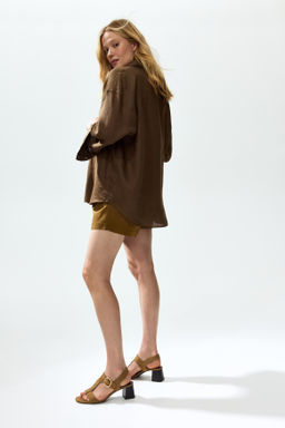 MAMA Pantal?n corto en mezcla de lino - H&m фото 8