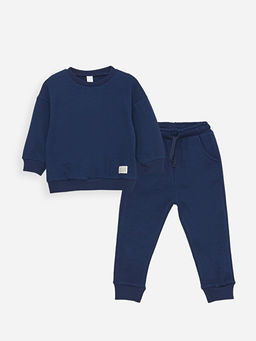 Bisiklet Yaka Erkek Bebek Sweatshirt ve E?ofman Alt 2li