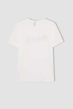 Футболка стандартного кроя с круглым вырезом и короткими рукавами с принтом - Defacto фото 9