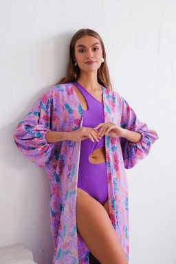 10962 Кимоно длинное сиреневое с принтом - Martichelli фото 8