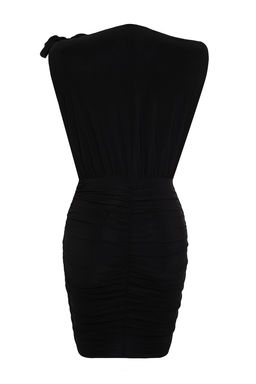 Siyah Vatkal? Vucuda Oturan Gul Aksesuarl? Orme K?sa S?k Abiye Elbise TPRSS24EL00063 - Trendyolmilla фото 8