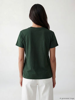 Bisiklet Yaka New York Bask?l? Kad?n Ti??rt