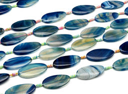 Бусины из агата тонированного овал 25*50мм цв.синий, 42см, 7 бусин Радуга камня