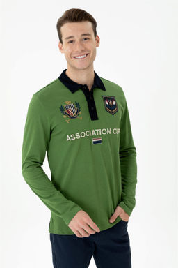 U. S. Polo Assn Мужская зеленая толстовка с воротником-поло