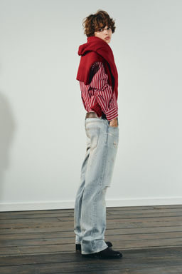 TRF MID-WAIST CROPPED STRAIGHT-LEG JEANS - Zara фото 4