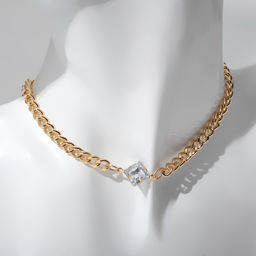 Чокер Цепь ромб, цвет белый в золоте, 32см
