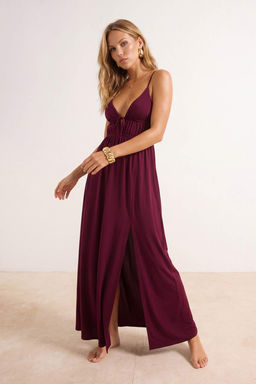 TRENDYOLMILLA Kahverengi Maxi Dokuma Cut Out/Pencere Plaj Elbisesi TBESS25EL00077  фото 16