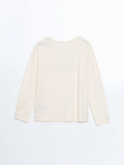 Bisiklet Yaka Bask?l? Kad?n Pijama ?st?