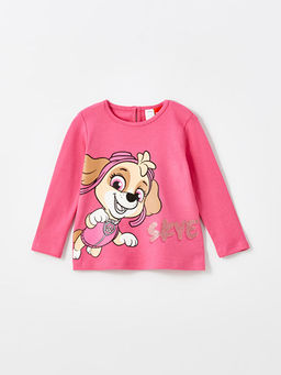 Bisiklet Yaka Uzun Kollu Paw Patrol Bask?l? K?z Bebek Ti??rt