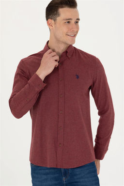 Мужская базовая рубашка бордового цвета с длинным рукавом Неожиданная скидка в корзине - U.s. polo assn фото 4