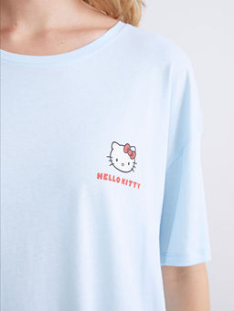 Bisiklet Yaka Hello Kitty Bask?l? Kad?n Gecelik