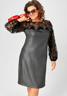 Платье EVA GRANT 7284С графит+черный
