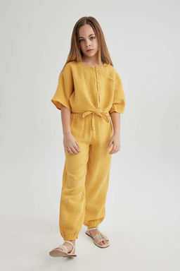 Хлопковые брюки для девочек - Defacto фото 4