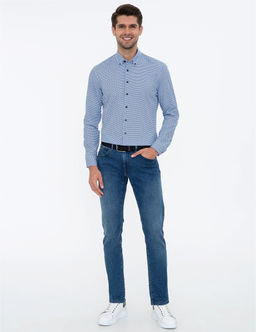 Lacivert Slim Fit Uzun Kollu G_mlek - Pierre cardin фото 4
