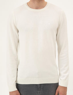 Ekru Slim Fit Bisiklet Yaka Basic Triko Kazak - Pierre cardin фото 6