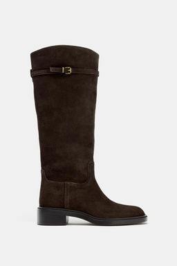 FLAT SPLIT SUEDE RIDING BOOTS - Zara фото 10