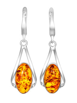 Винтажные серьги из цельного коньячного янтаря Меридиан