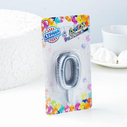 Цена за 3 шт. Свеча в торт «Шары», цифра 0, серебро, 5.5 см