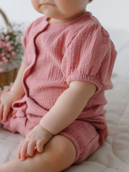 Ромпер муслиновый с рукавом-фонариком "Сакура" 0+