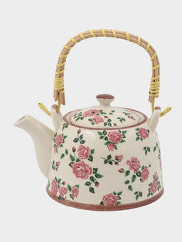 Чайник заварочный «Розы», металлическое сито, 900 мл, керамика, белый