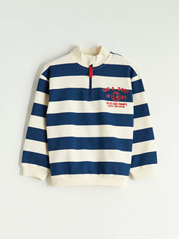 Dik Yaka ?izgili Erkek ?ocuk Sweatshirt