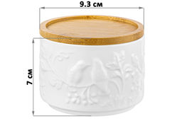 Банка д/хранения 250 мл 9,3*9,3*7 см Птички на ветке + дер. крышка-подставка с сил. упл. - Elan gallery фото 2