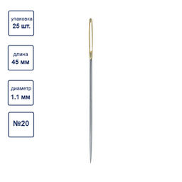 Иглы для шитья ручные Gamma N-365 гобеленовые №20 25 шт. в конверте острые  фото 3