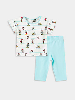 Bisiklet Yaka Minnie Mouse Bask?l? K?z Bebek Bluz ve Tayt 2li Tak?m - Waikiki фото 3