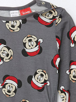 Bisiklet Yaka Uzun Kollu Mickey Mouse Bask?l? Erkek Bebek Pijama ?st