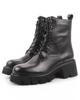 01-BE22B-3A BLACK Ботинки демисезонные женские (натуральная кожа, байка)