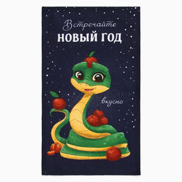Цена за 5 шт. Полотенце кухонное «Доляна. Встречайте новый год вкусно», 28×46 см, 100% хлопок, рогожка 164 г/м²