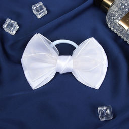 Цена за 6 шт. Бант для волос на резинке «Школьница. Стиль», классика нежность, 12 см, белый