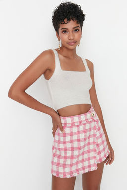 Ekru Crop Yumusak Dokulu 2li Bluz-H?rka Triko Tak?m TWOAW21HI0107