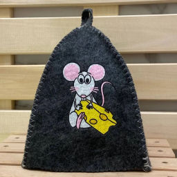 Цена за 2 шт. Шапка банная детская классическая с принтом "Мышь с сыром", цвет серый, (без упаковки)