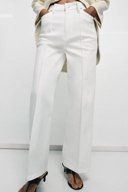 JEANS ZW COLLECTION WIDE LEG TIRO ALTO / Blanco roto - Zara фото 2