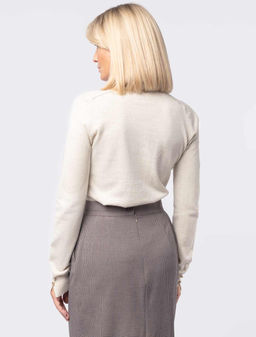 Джемпер из хлопка с нейлоном с золотистыми пуговицами на манжетах - Vilatte фото 4