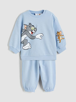 Tom ve Jerry Bask?l? Erkek Bebek Sweatshirt ve E?ofman Alt?