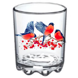 Цена за 4шт. Стакан стеклянный 250мл "Снегири" D849/30