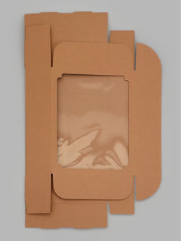 Цена за 5 шт. Коробка самосборная с окном, бурая, 38×28×9 см