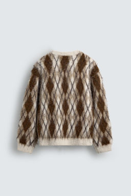 BRUSHED ARGYLE JACQUARD JUMPER - Zara фото 9