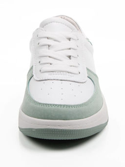 03-C933-7K WHITE/GREEN Кеды кожаные женские (натуральная кожа, натуральная замша)