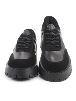 03-XKL23-169R BLACK Полуботинки утепленные женские (натуральная кожа, натуральная замша, байка)