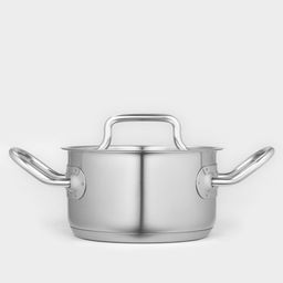 Кастрюля Катунь «Общепит», 1 л, d=14 см, с крышкой, капсульное дно, индукция, нержавеющая сталь, хромированная