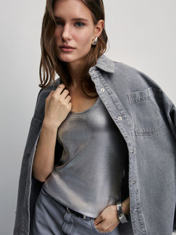 Вискозная майка с серебряным напылением / Zarina  фото 3