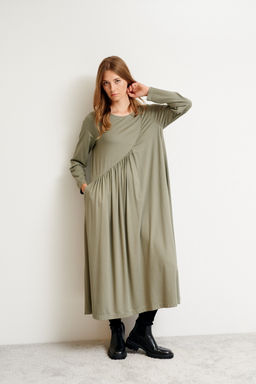 Платье из трикотажа свободного А-силуэта Marlen (Цвет: Хакки) - Morozov Amavie фото 4