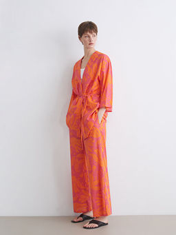 ?al Yaka ?i?ekli Oversize Kad?n Kimono