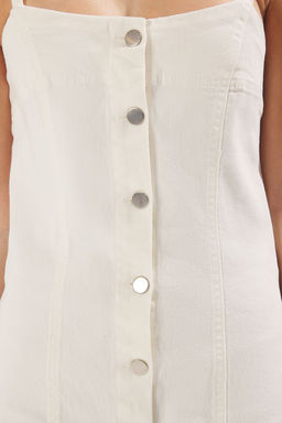TRENDYOLMILLA Beyaz Onden Dugmeli Dikis Detayl? Mini Denim Elbise TWOSS25EL00504  фото 4