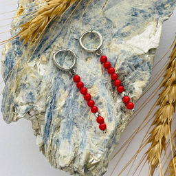 Серьги длинные из красного Коралла